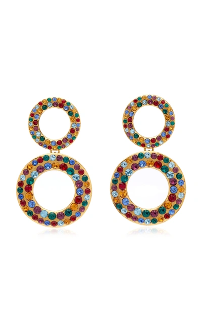 Shop Rebecca De Ravenel Tosca Crystal-embellished Gold-plated Earrings In Multi