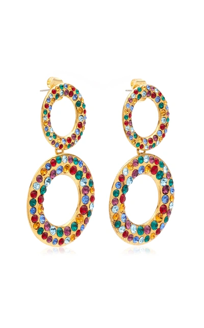 Shop Rebecca De Ravenel Tosca Crystal-embellished Gold-plated Earrings In Multi