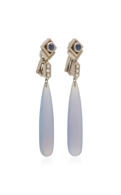 Shop Sorab & Roshi Women's 18k White Gold Sapphire And Diamond Teardrop Earrings In Blue