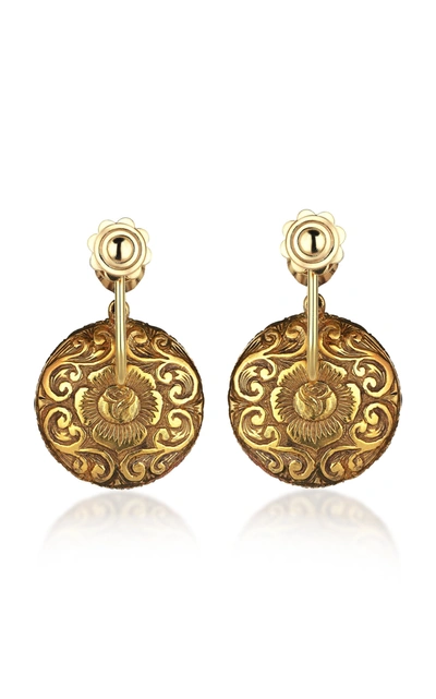 Shop Gilan Palace Heritage 18k Yellow Gold Diamond Earrings In Black