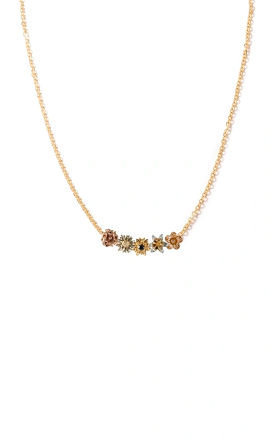 Shop Bernard James Flora 14k Gold Diamond Charm Necklace In Multi