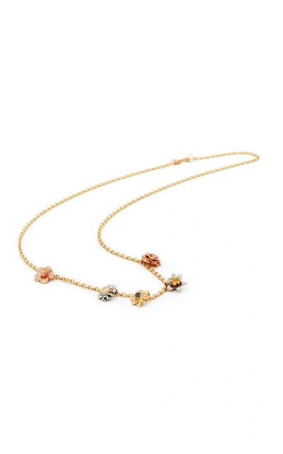 Shop Bernard James Flora 14k Gold Diamond Charm Necklace In Multi