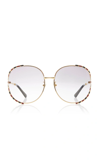 Shop Gucci Fork Round-frame Sunglasses In Grey