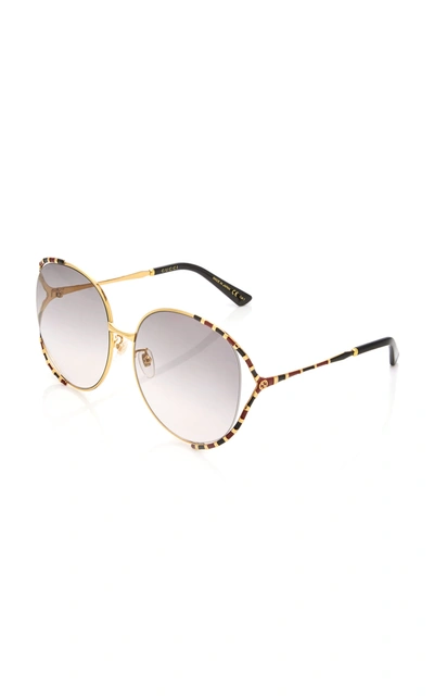 Shop Gucci Fork Round-frame Sunglasses In Grey