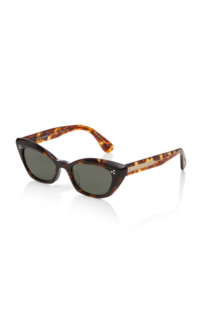 Shop Oliver Peoples Women's Bianka Cat-eye Tortoiseshell Sunglasses In Brown