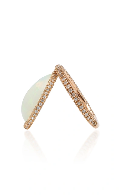 Shop Nina Runsdorf 18k Rose Gold Opal And Diamond Flip Ring In White