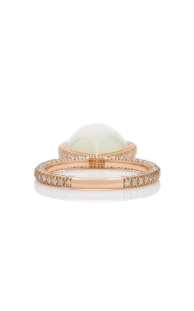 Shop Nina Runsdorf 18k Rose Gold Opal And Diamond Flip Ring In White