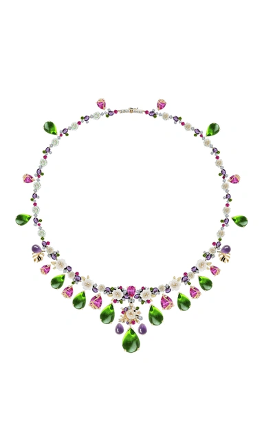 Shop Anabela Chan 18k Yellow Gold Peridot Paradise Necklace In Pink
