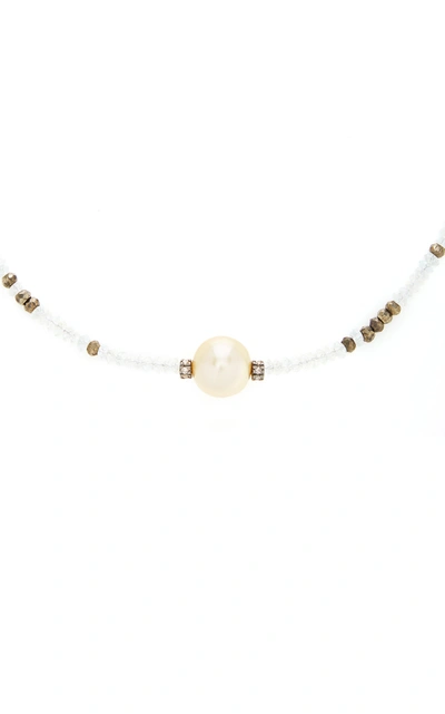 Shop Joie Digiovanni 14k Gold; Aquamarine; Pyrite And Pearl Necklace In Multi