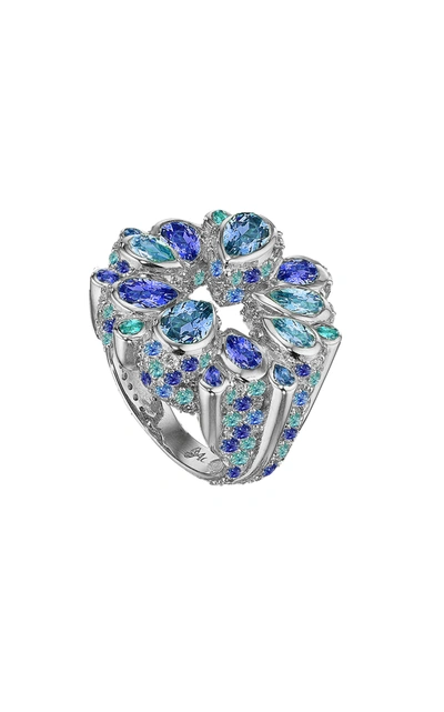 Shop Anabela Chan Women's Panettone 18k White Gold Sapphire; Diamond Ring In Blue
