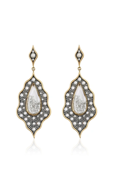 Shop Moritz Glik Women's 18k Gold; Blackened Silver; Diamond And Sapphire Earrings