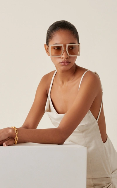 Shop Jacquemus Women's Les Carrees Oversized Square-frame Acetate Sunglasses In Neutral