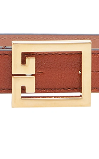 Shop Givenchy Double-g Leather Belt In Brown