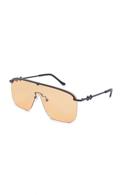 Shop Karen Wazen Amira Aviator-style Metal Sunglasses In Orange