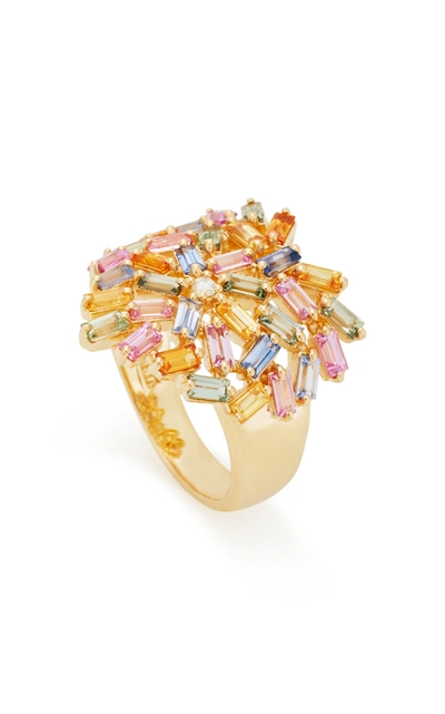 Suzanne Kalan 18k Yellow-gold And Diamond Pastel Heart Ring In Pink