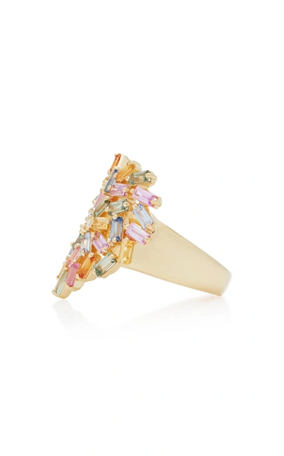 Suzanne Kalan 18k Yellow-gold And Diamond Pastel Heart Ring In Pink