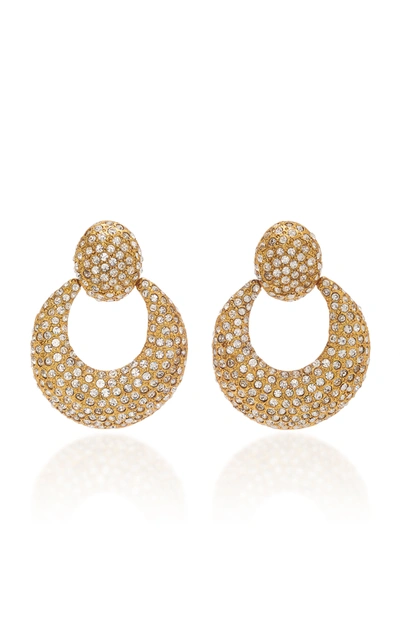 Shop Jennifer Behr Miranda Brass And Swarovski Crystal Earrings In Gold
