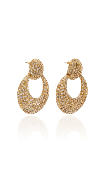 Shop Jennifer Behr Miranda Brass And Swarovski Crystal Earrings In Gold