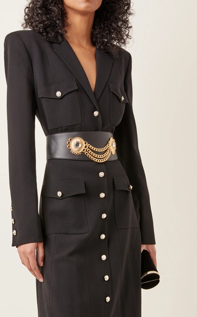 Shop Alessandra Rich Embellished Leather Waist Belt In Black