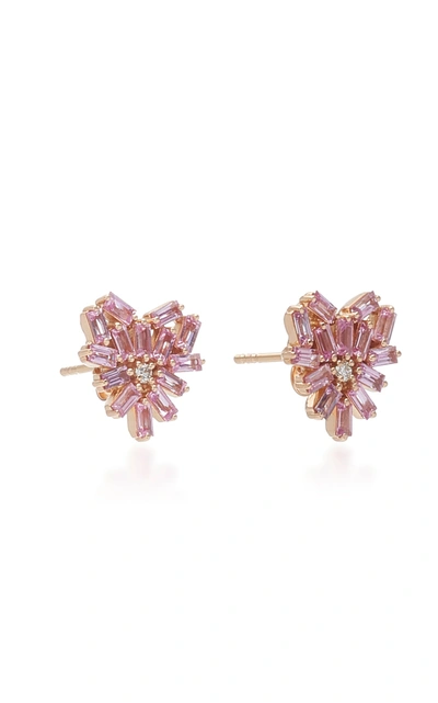 Shop Suzanne Kalan Angel 18k Rose Gold, Sapphire And Diamond Earrings In Pink