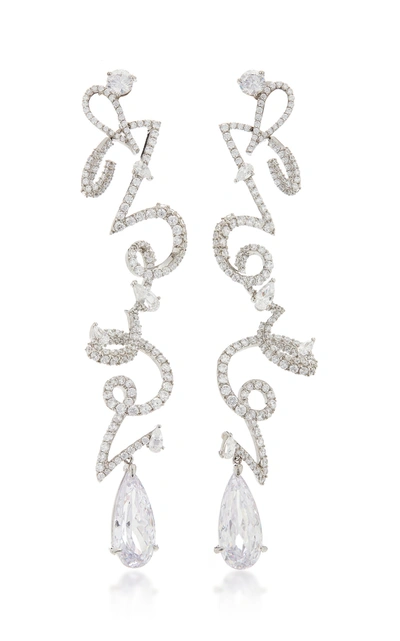 Shop Anabela Chan Script 18k White Gold And Rhodium Vermeil Diamond Earrings