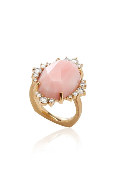 Shop Kathryn Elyse Women's Halo 14k Yellow Gold Opal And Diamond Ring In Pink