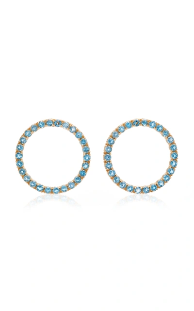 Shop Mateo Women's Gold; Blue Topaz And Floating Diamond Earrings