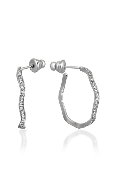 Shop Gilan Women's Cintemani 18k White Gold Diamond Hoop Earrings