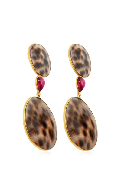 Shop Bahina Women's Shell; Ruby 18k Yellow Gold Earrings In Multi