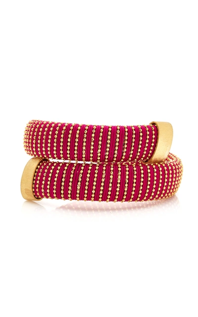 Shop Carolina Bucci Magenta Caro Gold-plated Bracelet In Pink