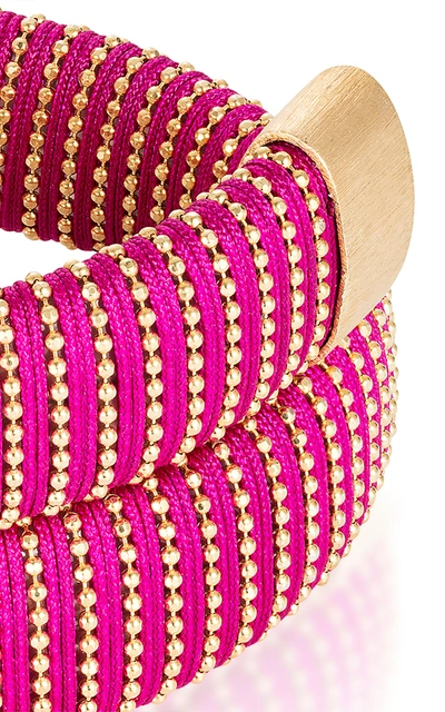 Shop Carolina Bucci Magenta Caro Gold-plated Bracelet In Pink