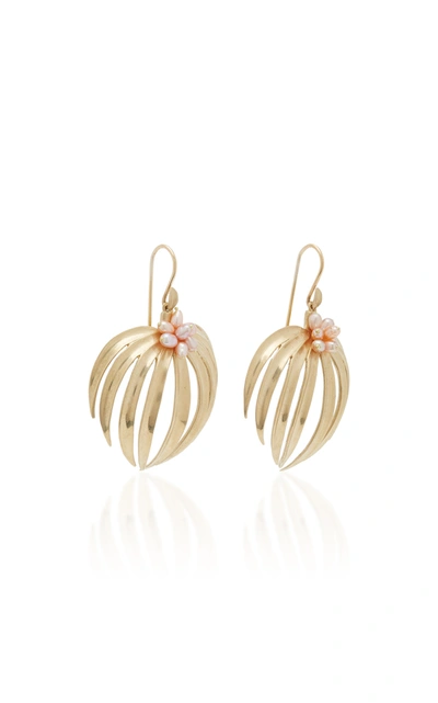 Shop Annette Ferdinandsen Palm 14k Gold Pearl Earrings
