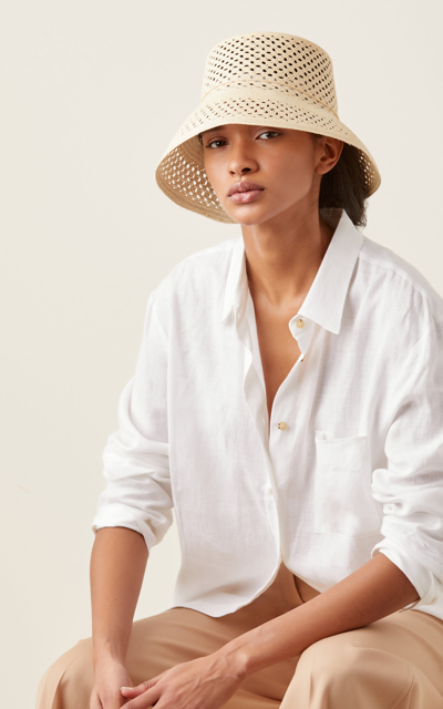 Shop Sensi Studio Calado Lamp Shade Straw Hat In Neutral