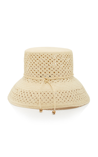 Shop Sensi Studio Calado Lamp Shade Straw Hat In Neutral