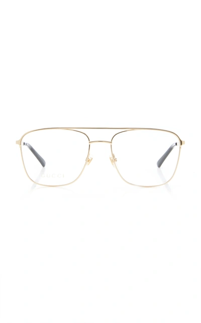 Shop Gucci Women's Aviator-style Metal Glasses In Gold