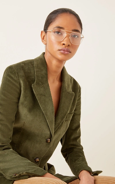 Shop Gucci Women's Aviator-style Metal Glasses In Gold