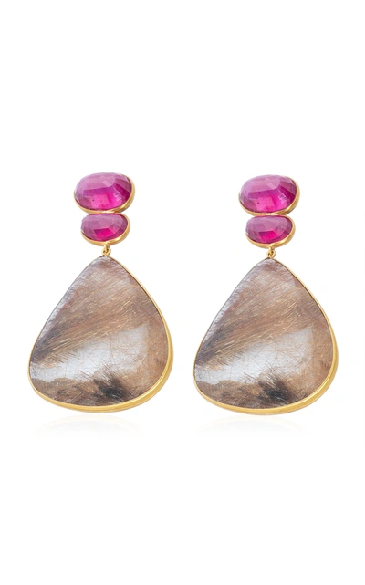 Shop Bahina Women's Ruby; Quartz 18k Yellow Gold Earrings In Multi