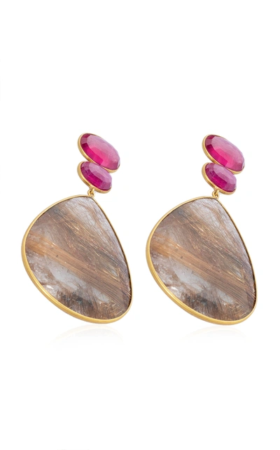 Shop Bahina Women's Ruby; Quartz 18k Yellow Gold Earrings In Multi