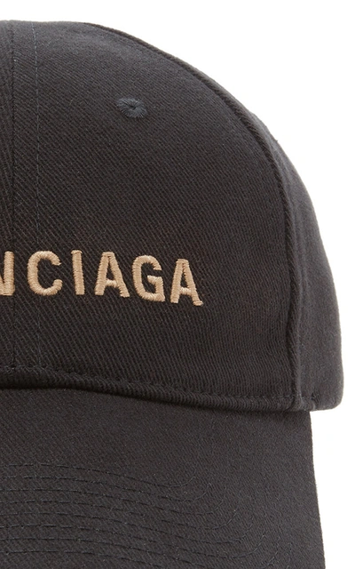 Shop Balenciaga Women's Embroidered Cotton-twill Baseball Cap In Black