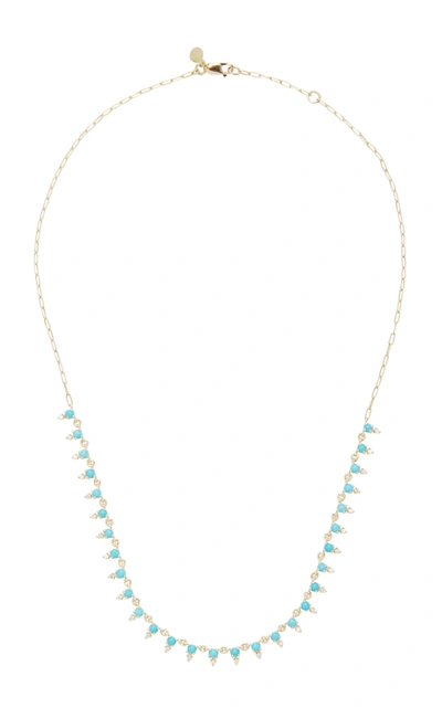 Shop Ila Women's Deja 14k Gold Turquoise And Diamond Necklace In Blue