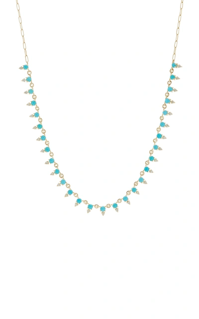 Shop Ila Women's Deja 14k Gold Turquoise And Diamond Necklace In Blue