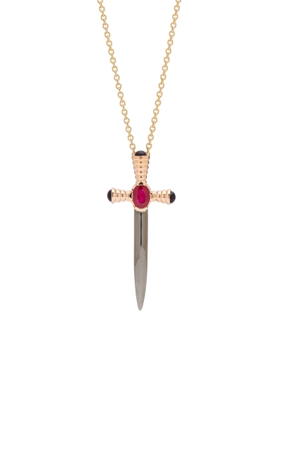 Shop Gavello 14k Gold And Silver Ruby And Onyx Chain Necklace