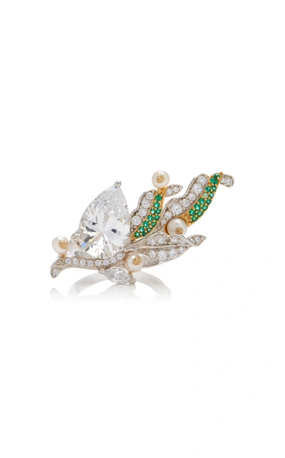 Shop Anabela Chan Lily Of The Valley 18k Gold Vermeil And Multi-stone Ring In White