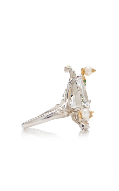 Shop Anabela Chan Lily Of The Valley 18k Gold Vermeil And Multi-stone Ring In White