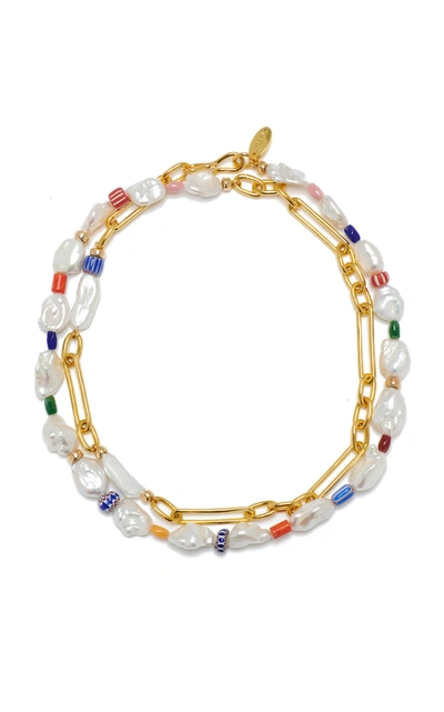 Shop Lizzie Fortunato Women's Daydream Pearl Beaded Gold-plated Necklace In Multi