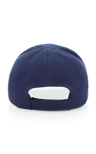 Shop Balenciaga Women's Embroidered Cotton-twill Baseball Cap In Navy