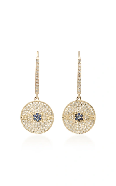 Shop Sheryl Lowe Women's 14k Gold; Diamond And Sapphire Earrings