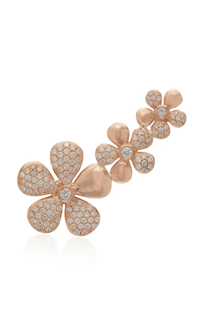 Shop Colette Jewelry Women's Floral 18k Rose Gold And Diamond Ear Climber In Pink