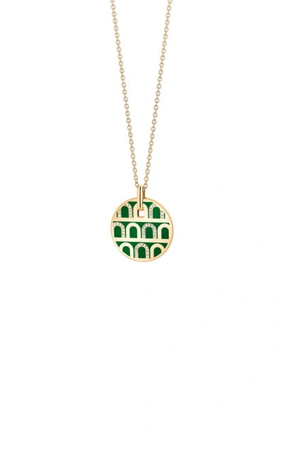 Shop Davidor Women's L'arc 18k Yellow Gold; Lacquered Ceramic And Diamond Necklace In Green