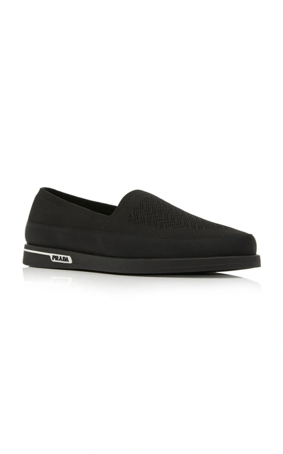 Shop Prada Knit Slip-on Sneakers In Black